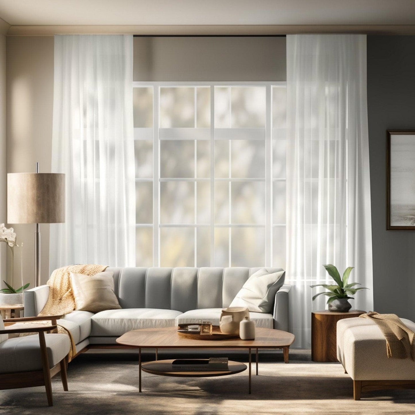 Double Layered Off White Voile Sheer Custom Curtain - HalfPriceDrapes.com