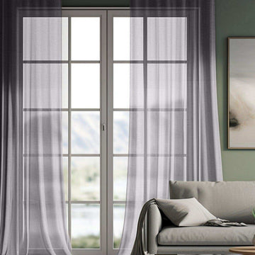 Gravel Grey Textured Faux Linen Sheer Custom Curtain - HalfPriceDrapes.com