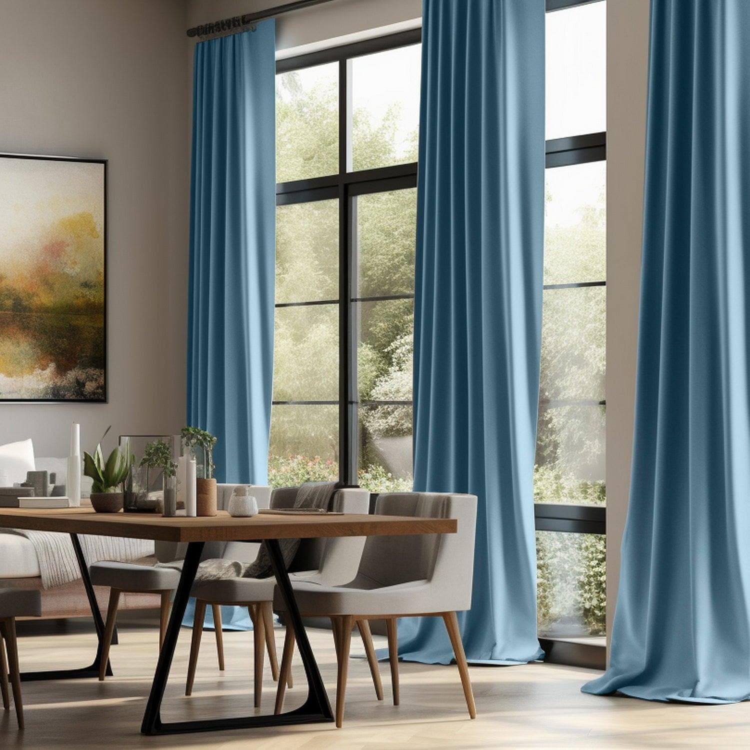 Light Blue Heritage Plush Velvet Custom Curtain - HalfPriceDrapes.com