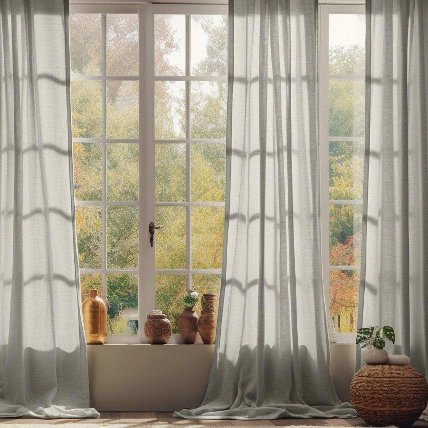 Tumbleweed Textured Faux Linen Sheer Custom Curtain - HalfPriceDrapes.com