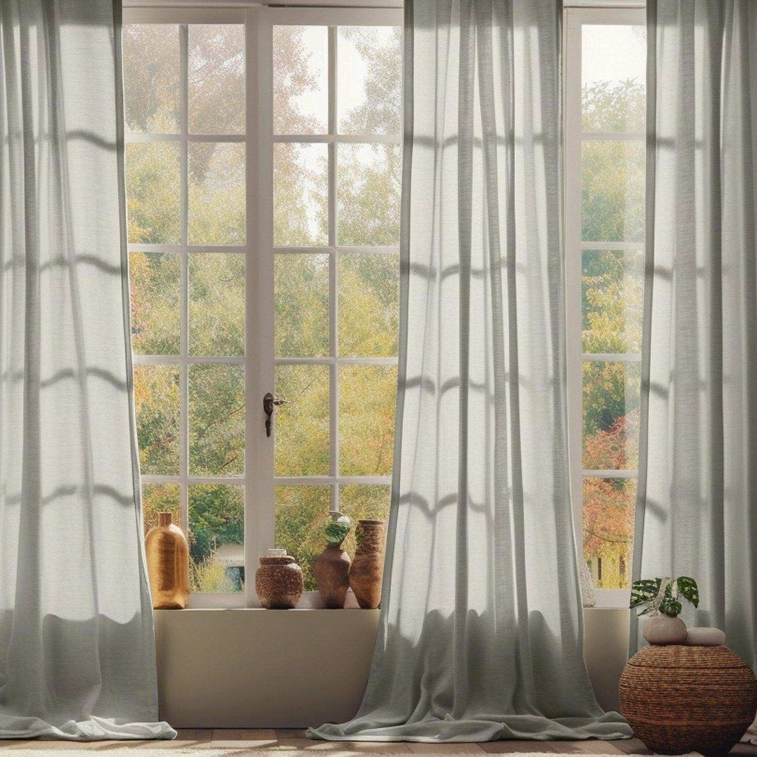 Tumbleweed Textured Faux Linen Sheer Custom Curtain - HalfPriceDrapes.com