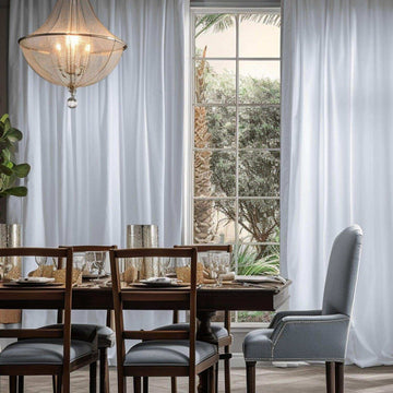 White Solid Faux Silk Taffeta Custom Curtain - HalfPriceDrapes.com