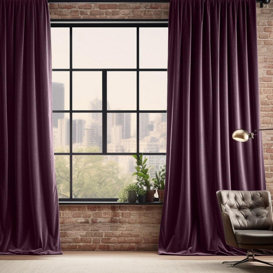 Winter Plum Heritage Plush Velvet Custom Curtain - HalfPriceDrapes.com