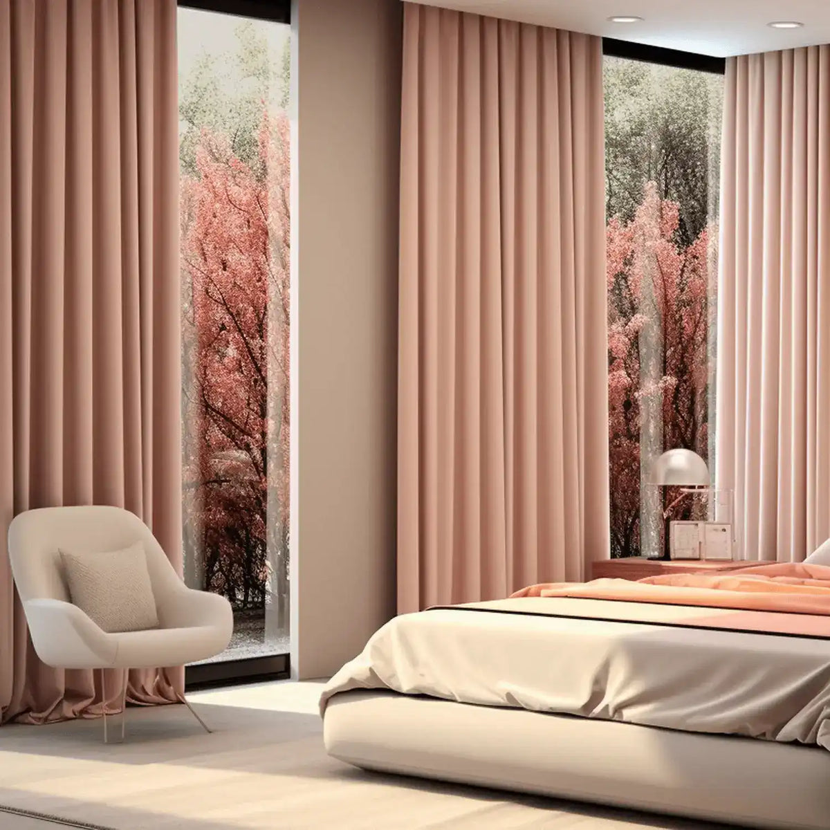 Peach Blossom Heritage Plush Velvet Custom Curtain