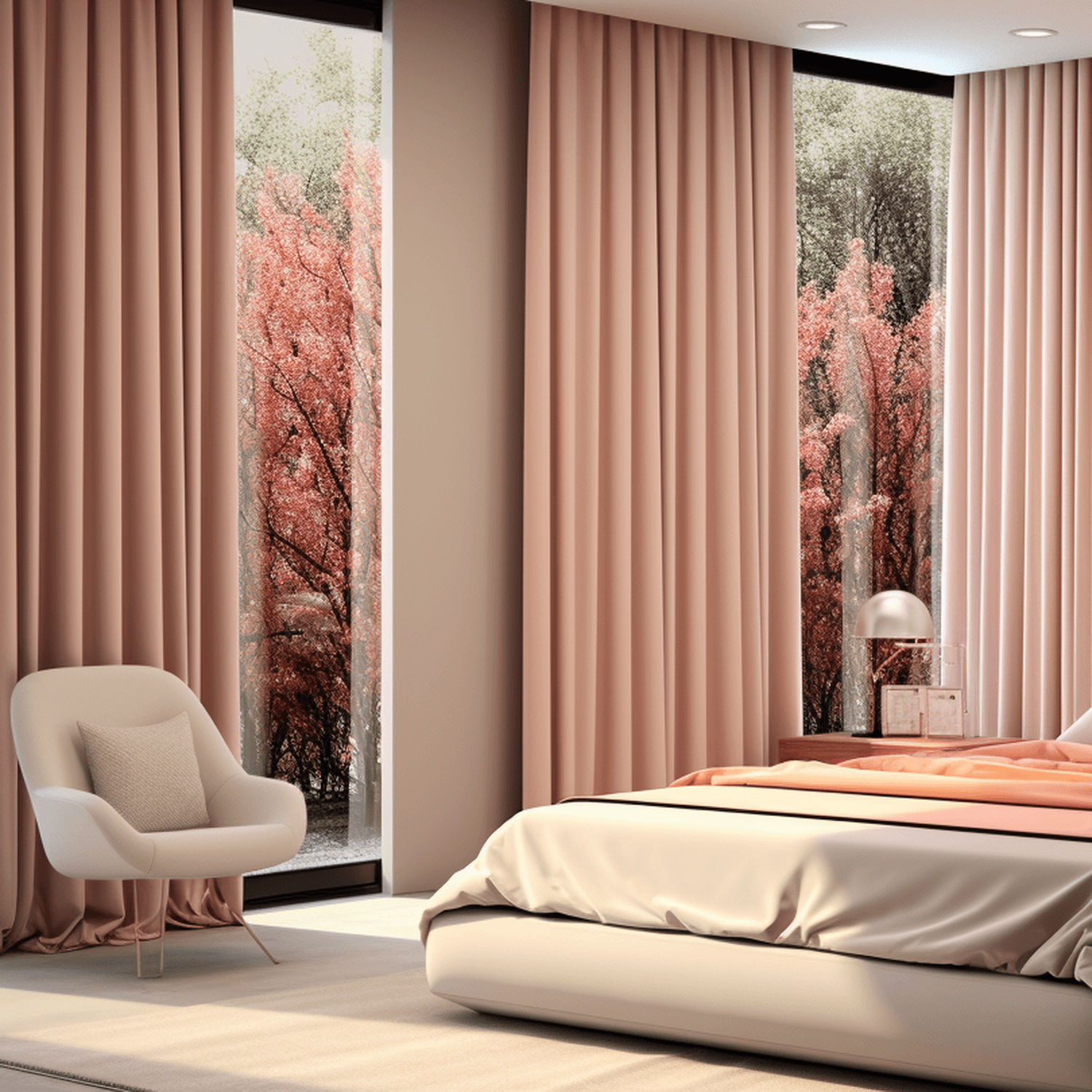 Peach Blossom Heritage Plush Velvet Custom Curtain - HalfPriceDrapes.com