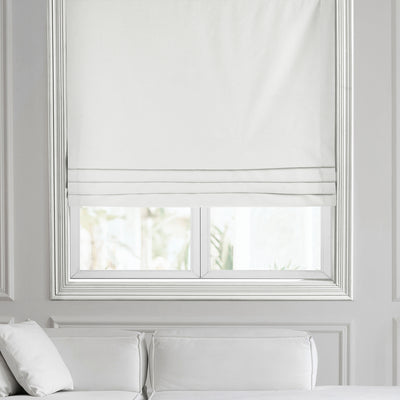 Starlight Off White Thermal Cross Linen Weave Roman Shade
