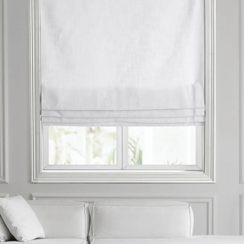 Rice White Heavy Faux Linen Roman Shade