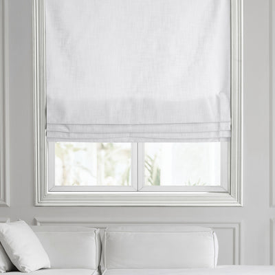 Rice White Heavy Faux Linen Roman Shade