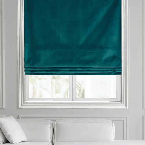 Deep Sea Teal Heritage Plush Velvet Roman Shade