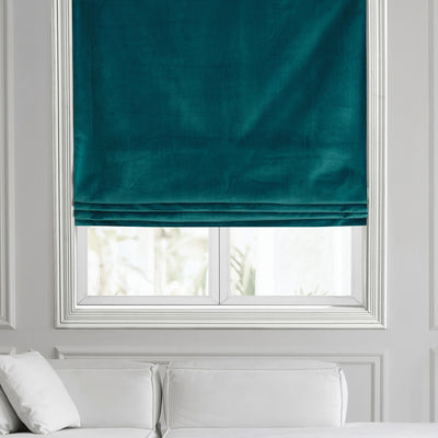 Deep Sea Teal Heritage Plush Velvet Roman Shade