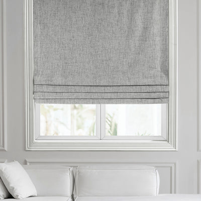 Millennial Grey Thermal Cross Linen Weave Roman Shade