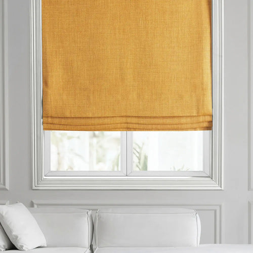 Dandelion Gold Textured Faux Linen Roman Shade
