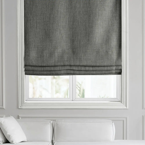 Blazer Grey Textured Faux Linen Roman Shade