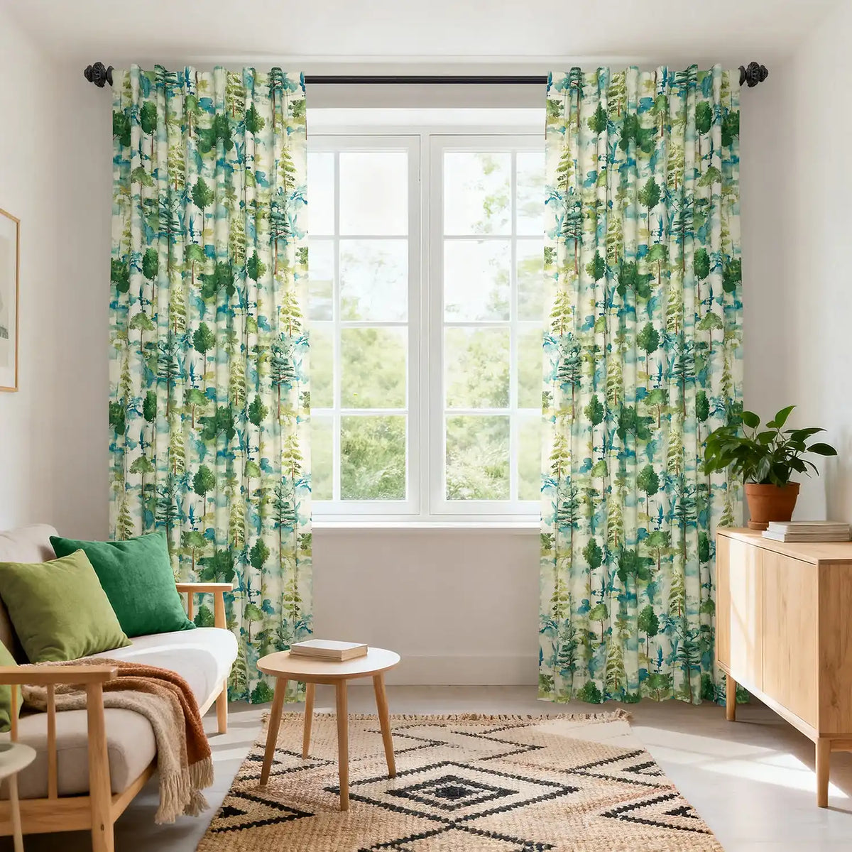 Woodland Mist Floral Dune Cotton Textured Printed Custom Curtain