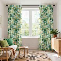 Woodland Mist Floral Dune Cotton Textured Printed Custom Curtain