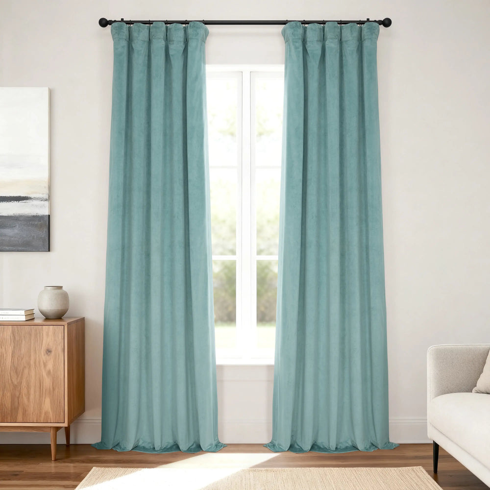 Aqua Mist Signature Velvet Blackout Curtain