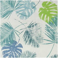 Rain Forest Light Blue Green Textured Printed Cotton Room Darkening Swatch - HalfPriceDrapes.com
