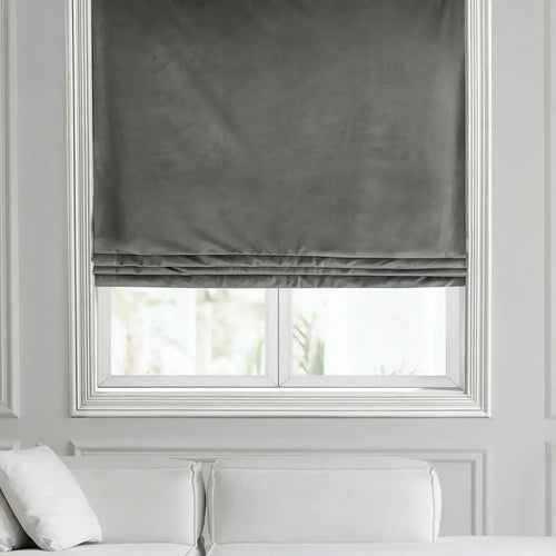 Destiny Grey Heritage Plush Velvet Roman Shade