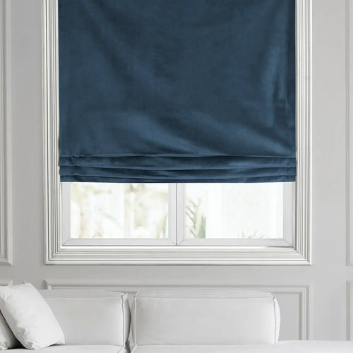 London Blue Heritage Plush Velvet Roman Shade