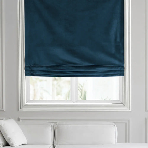 Avalon Blue Heritage Plush Velvet Roman Shade