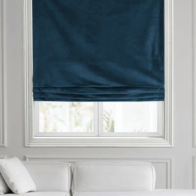 Avalon Blue Heritage Plush Velvet Roman Shade