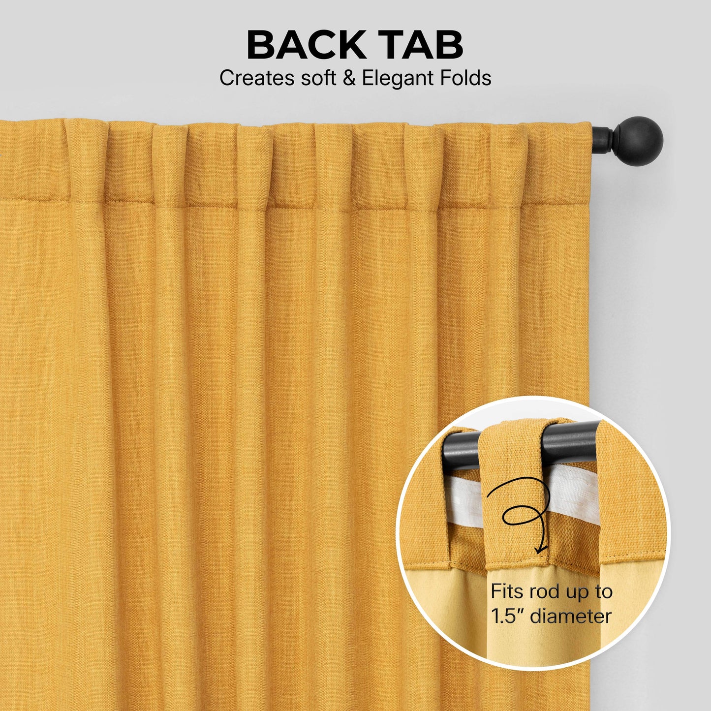 Dandelion Gold Textured Faux Linen Room Darkening Curtain