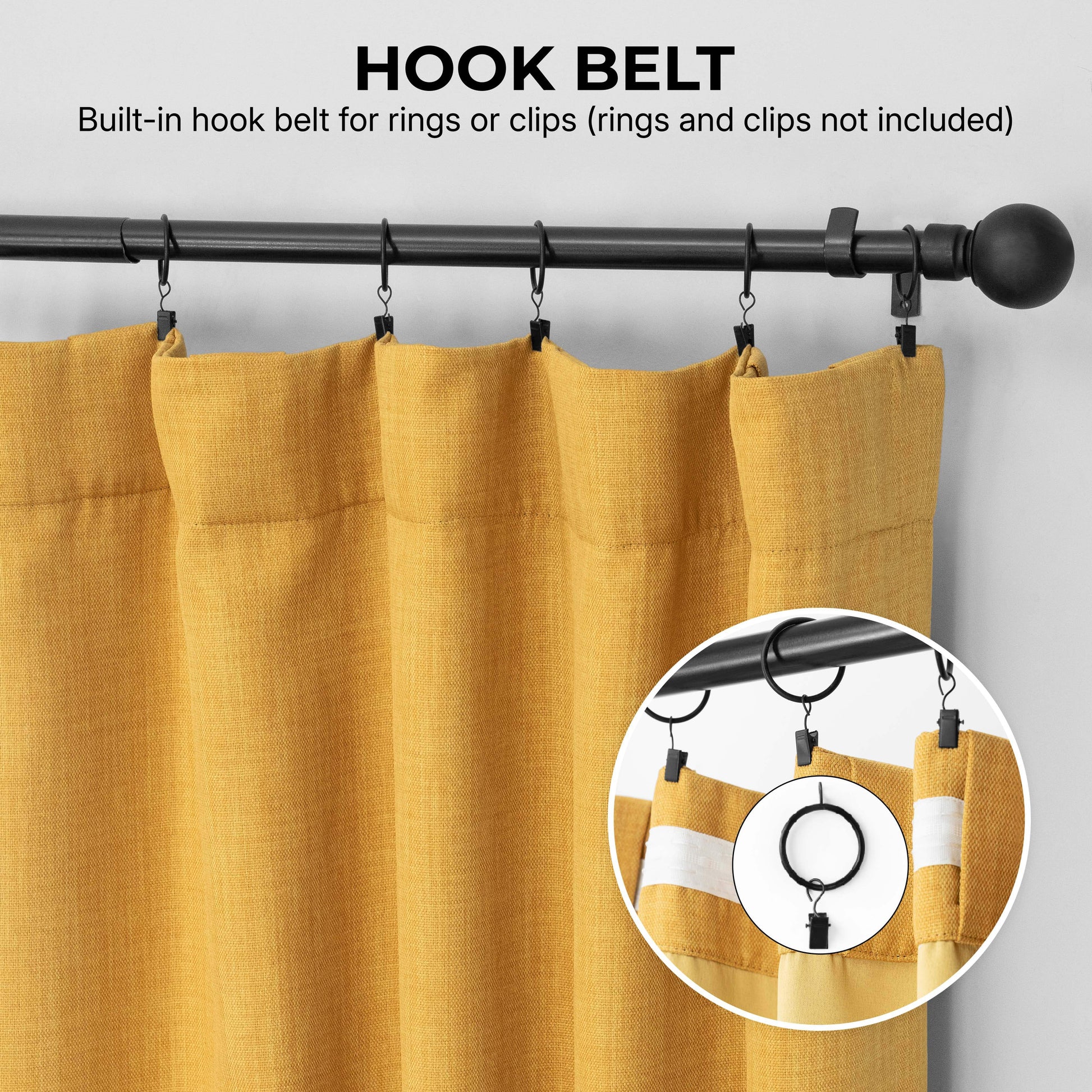 Dandelion Gold Textured Faux Linen Room Darkening Curtain