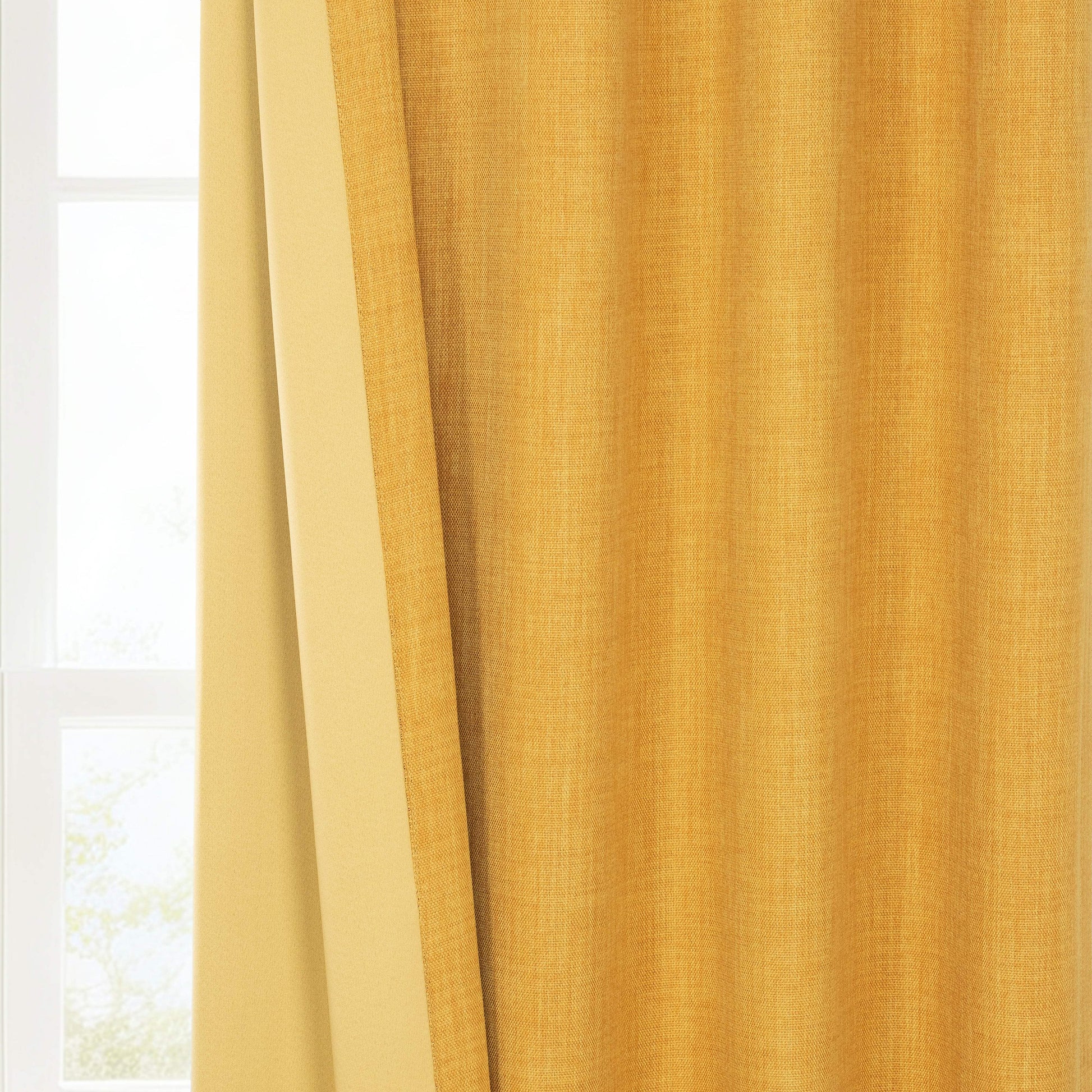 Dandelion Gold Textured Faux Linen Room Darkening Curtain
