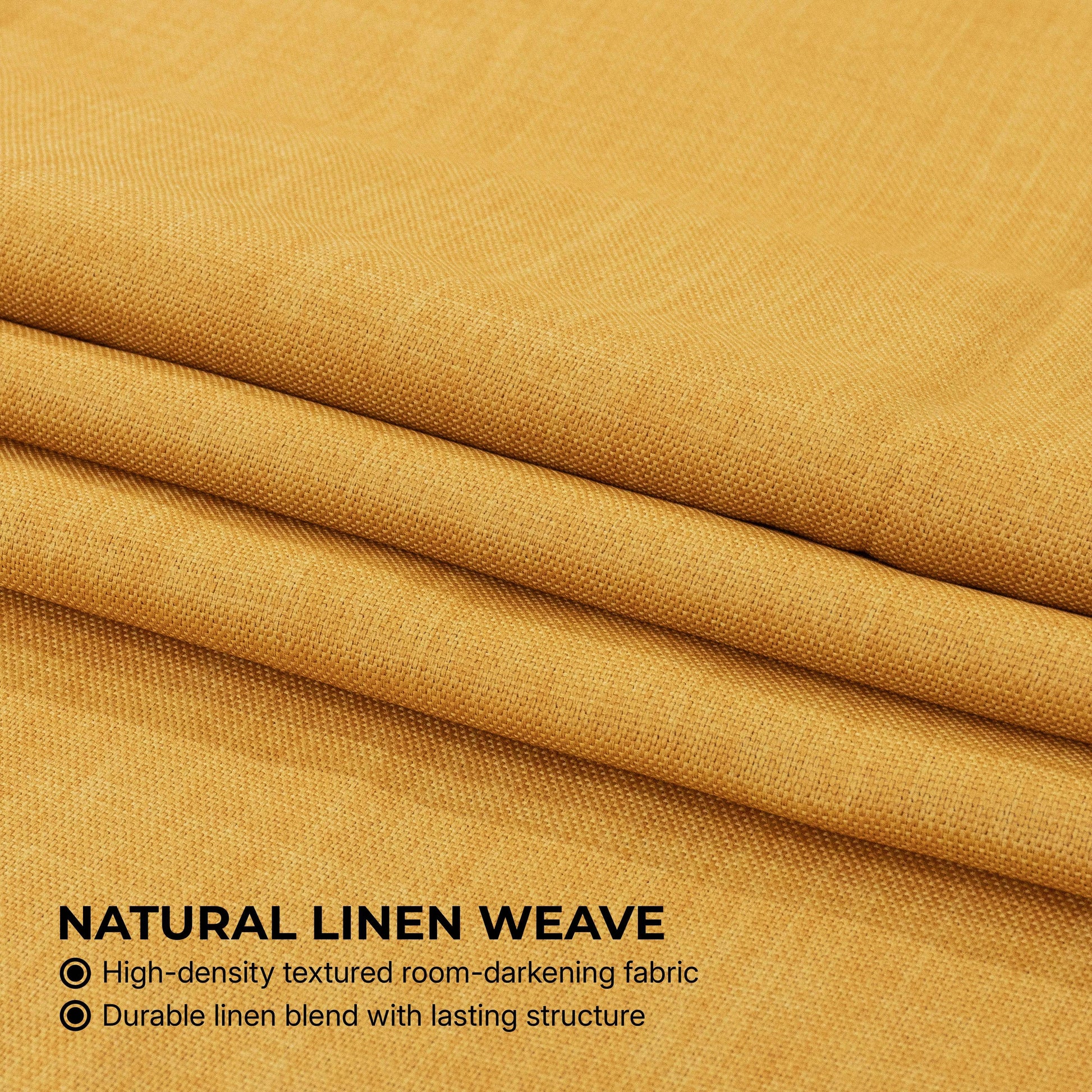 Dandelion Gold Textured Faux Linen Room Darkening Curtain