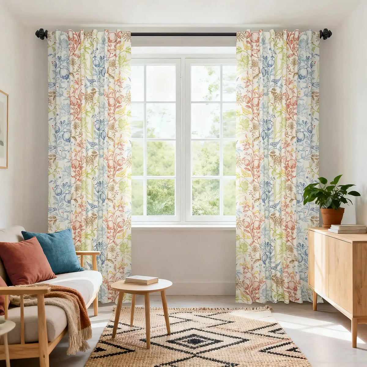 Fruit Manor Multi Color Paisley Dune Cotton Textured Printed Custom Curtain