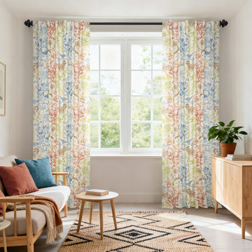 Fruit Manor Multi Color Paisley Dune Cotton Textured Printed Custom Curtain