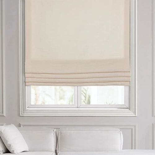 Parchment Cream Italian Faux Linen Roman Shade