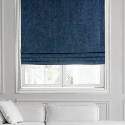 Dark Blue Performance Linen Roman Shade