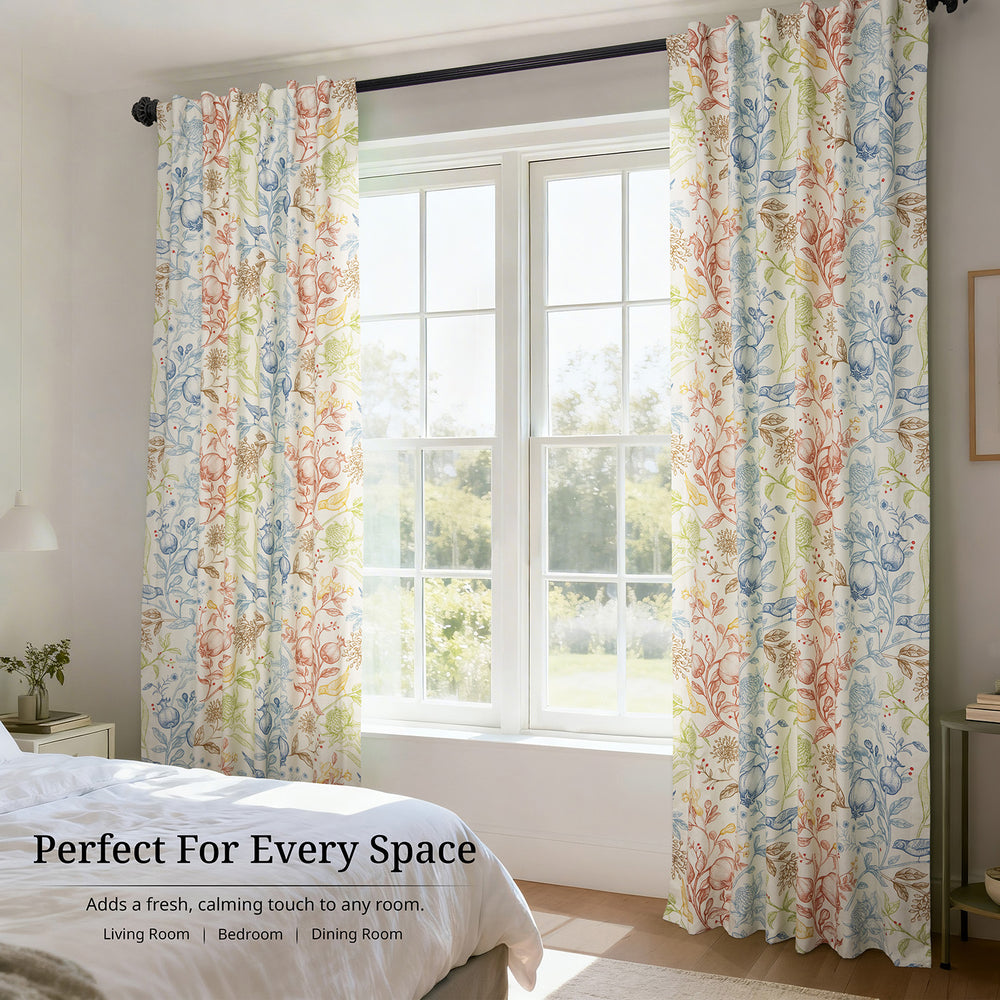 Fruit Manor Multi Color Paisley Dune Cotton Textured Printed Custom Curtain