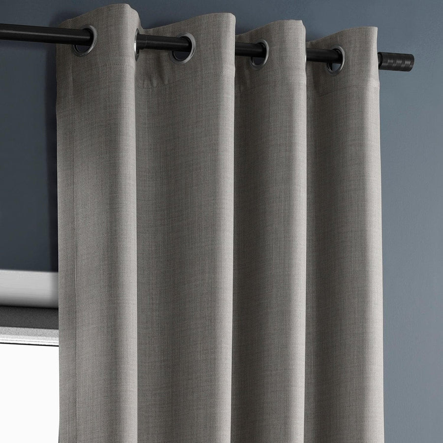 Clay Grommet Textured Faux Linen Room Darkening Curtain - HalfPriceDrapes.com