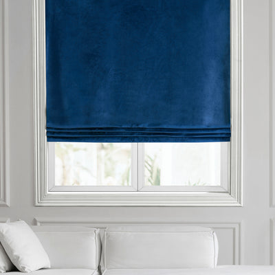 Pisces Blue Heritage Plush Velvet Roman Shade