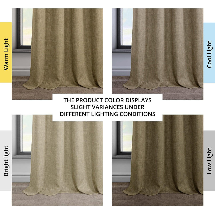 Nomad Tan Grommet Textured Faux Linen Room Darkening Curtain - HalfPriceDrapes.com