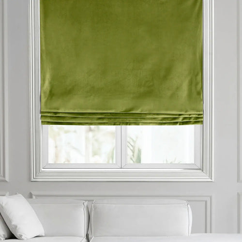 Dark Yellow Green Heritage Plush Velvet Roman Shade