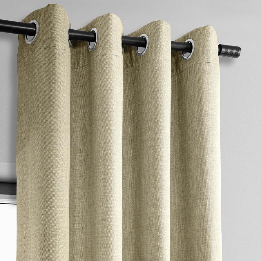 Thatched Tan Grommet Textured Faux Linen Room Darkening Curtain - HalfPriceDrapes.com