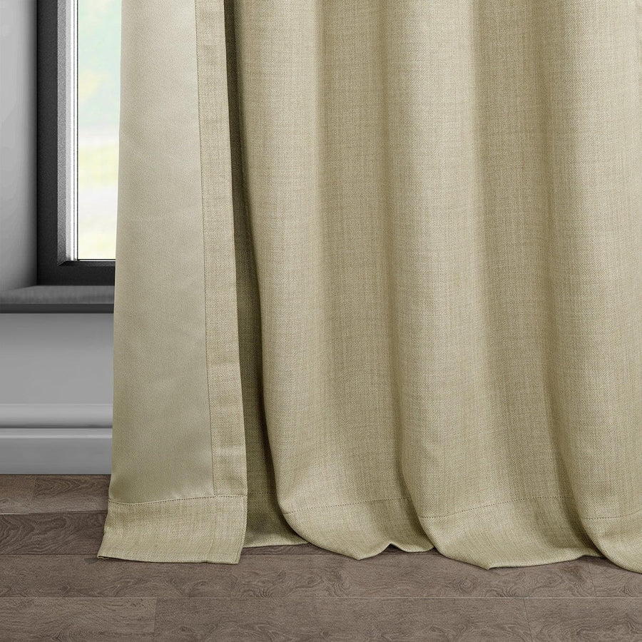 Thatched Tan Grommet Textured Faux Linen Room Darkening Curtain - HalfPriceDrapes.com