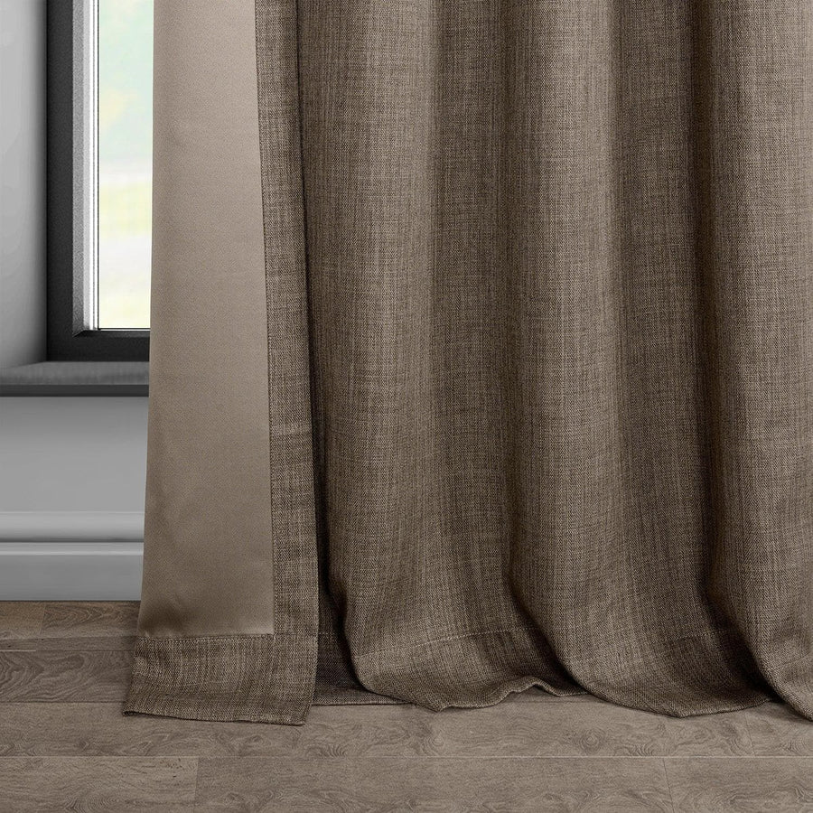 Dutch Cocoa Grommet Textured Faux Linen Room Darkening Curtain - HalfPriceDrapes.com