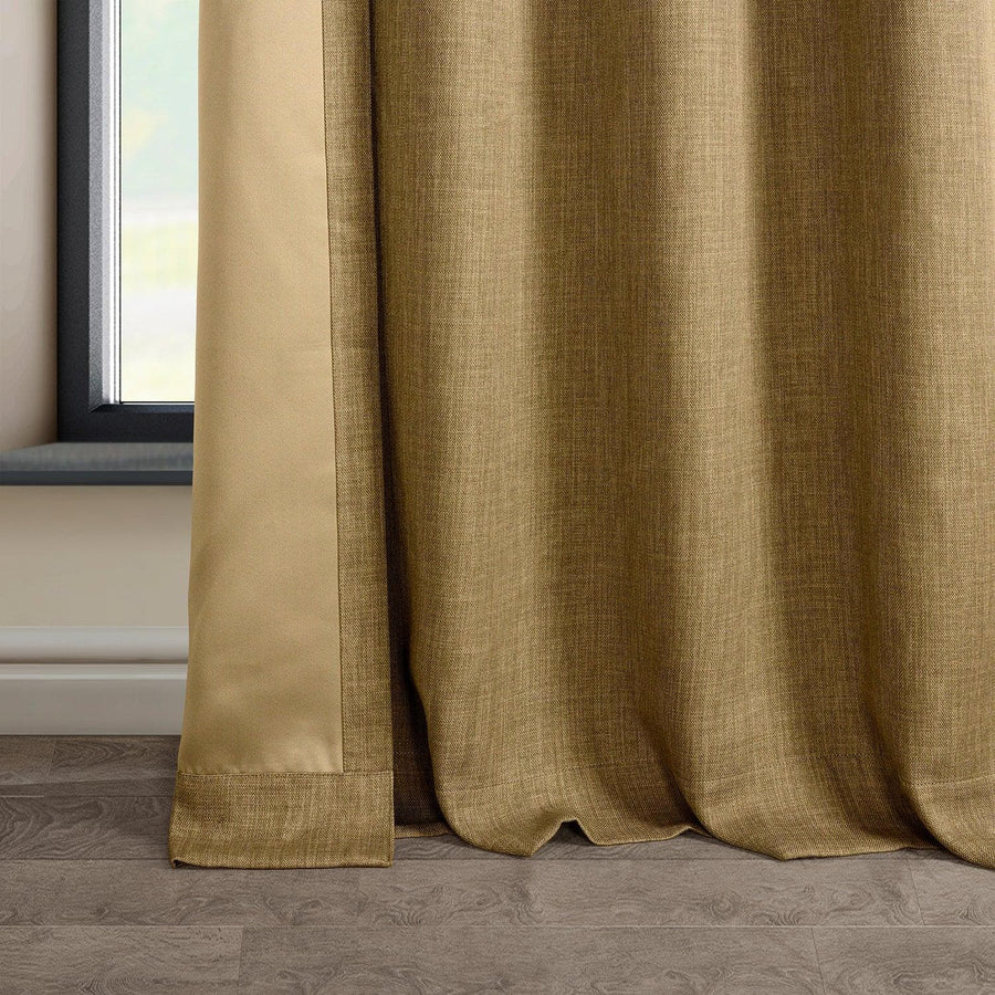 Butterscotch Grommet Textured Faux Linen Room Darkening Curtain - HalfPriceDrapes.com