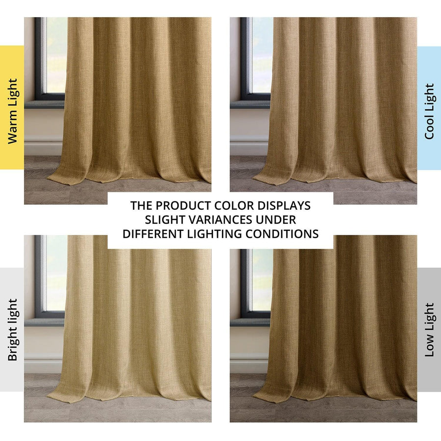 Butterscotch Grommet Textured Faux Linen Room Darkening Curtain - HalfPriceDrapes.com