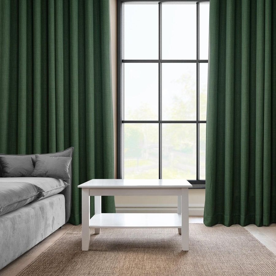 Key Green Grommet Textured Faux Linen Room Darkening Curtain - HalfPriceDrapes.com
