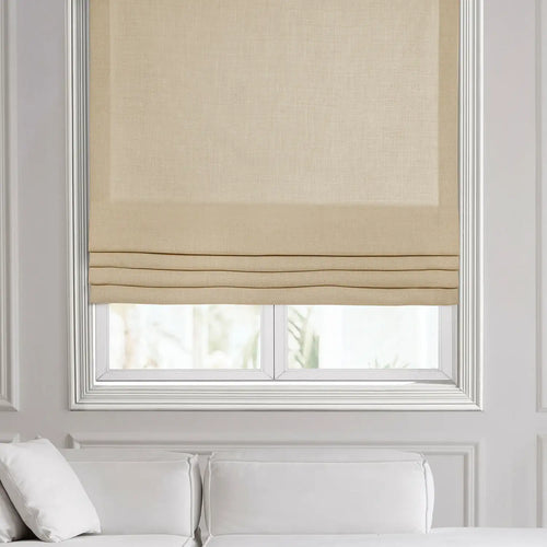Sepia Tan Italian Faux Linen Roman Shade