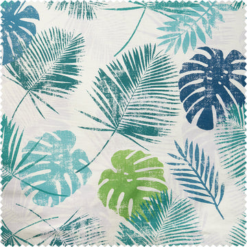 Palm Cove Blue Green Floral Dune Cotton Textured Printed Swatch