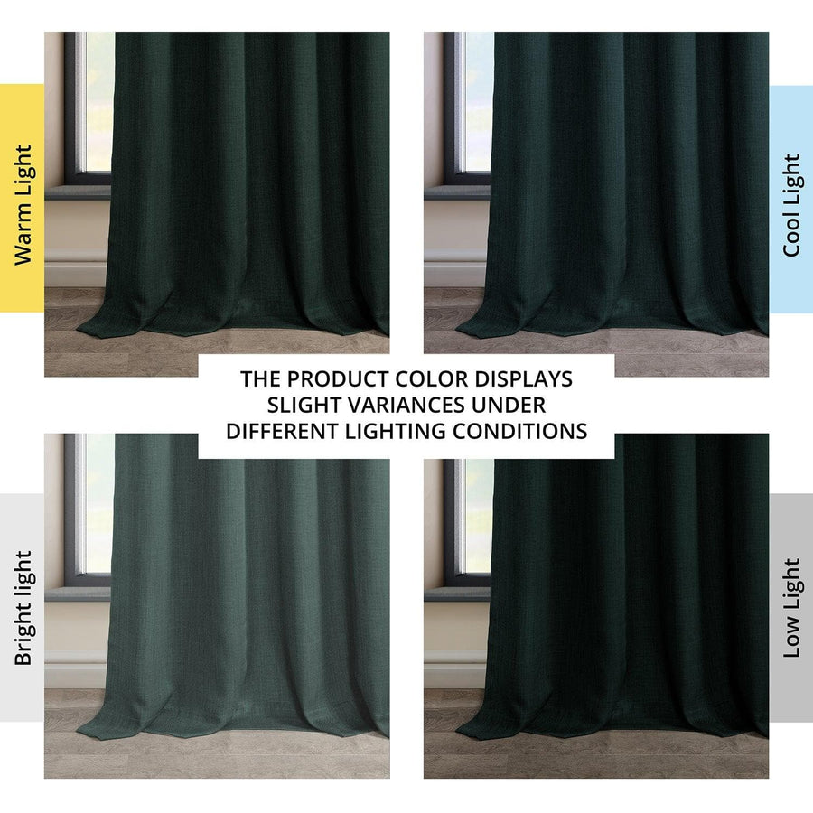 Focal Green Grommet Textured Faux Linen Room Darkening Curtain - HalfPriceDrapes.com