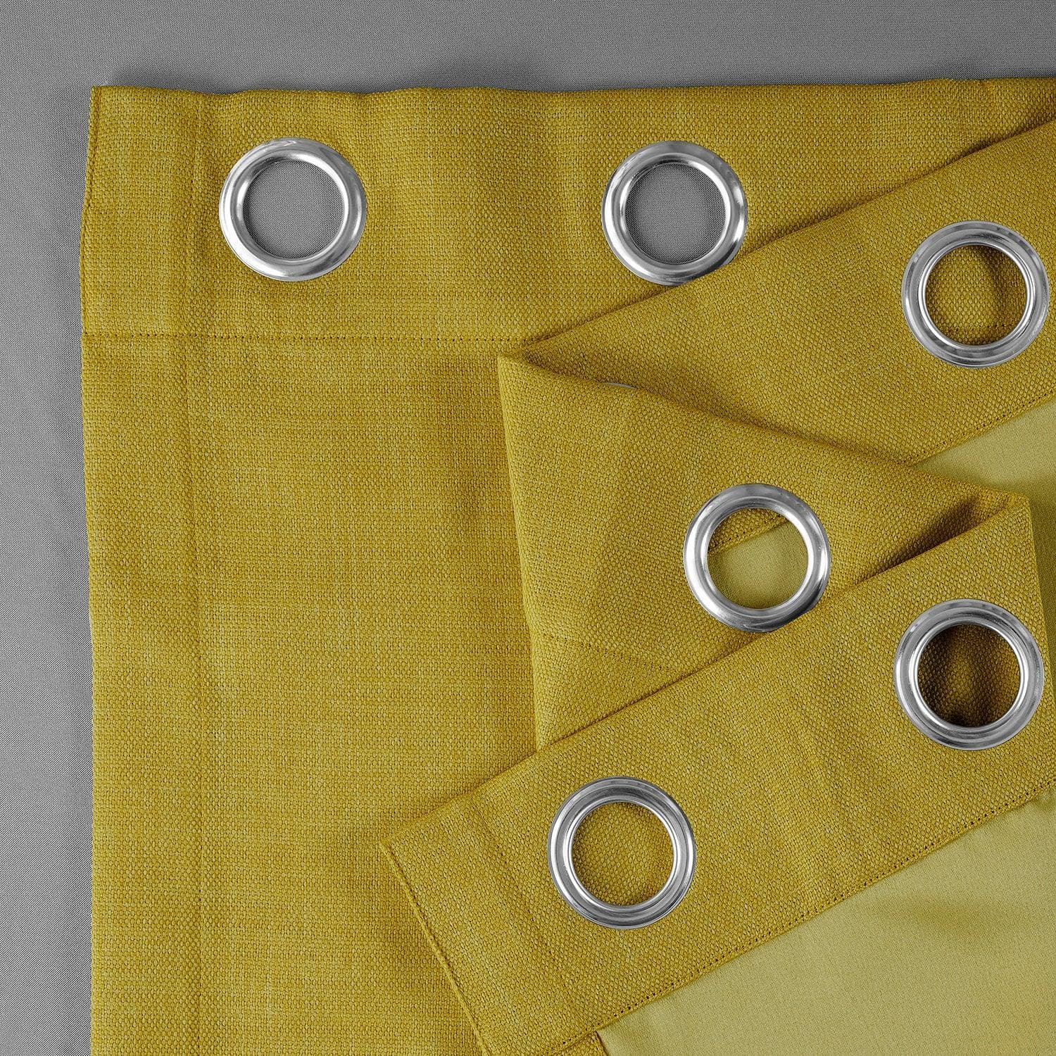 Ochre Grommet Textured Faux Linen Room Darkening Curtain