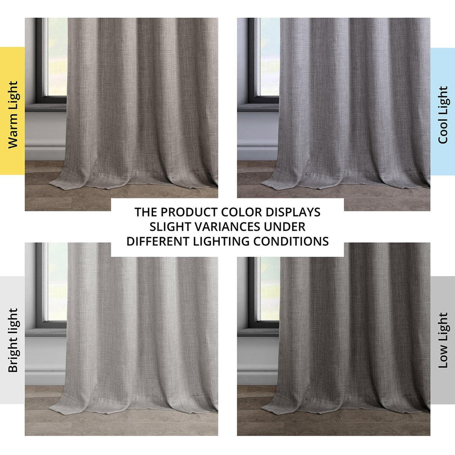 Dark Gravel Grommet Textured Faux Linen Room Darkening Curtain - HalfPriceDrapes.com