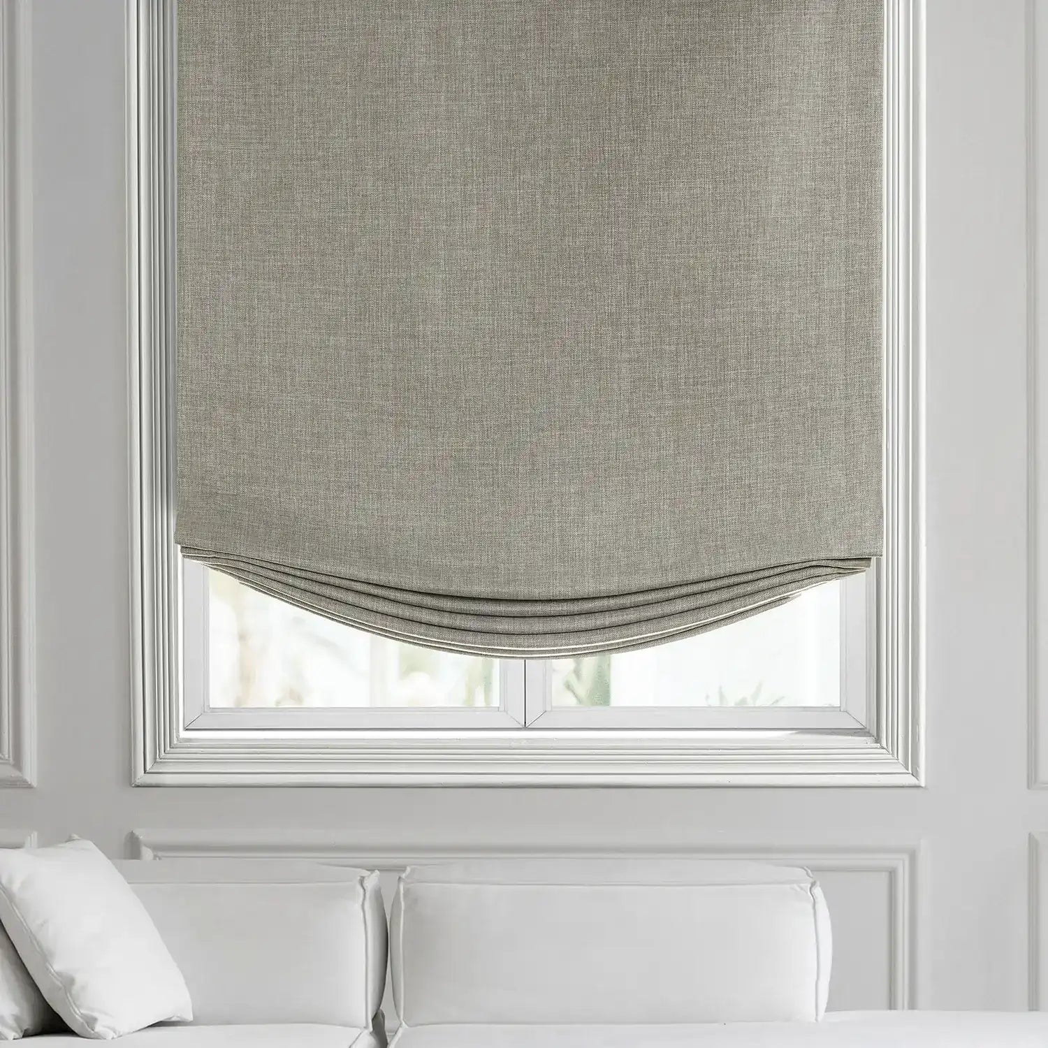 Dark Greige Performance Linen Roman Shade | Half Price Drapes
